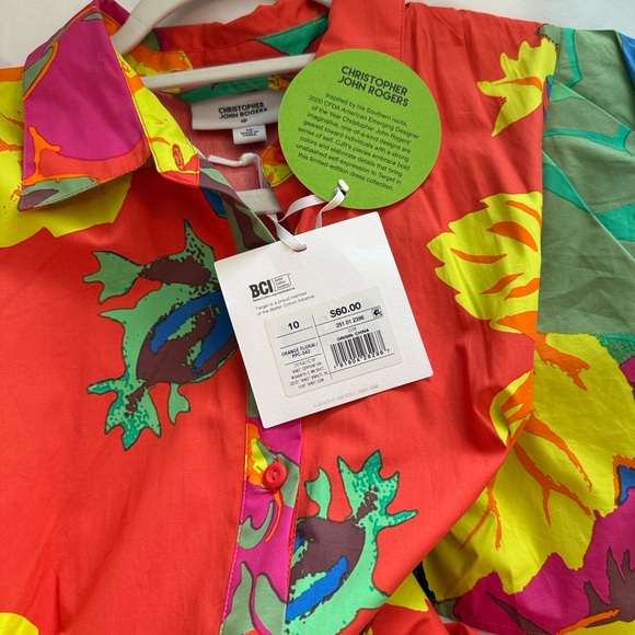 Floral Coral Maxi Shirt Dress with Belt - Picture 16 of 16